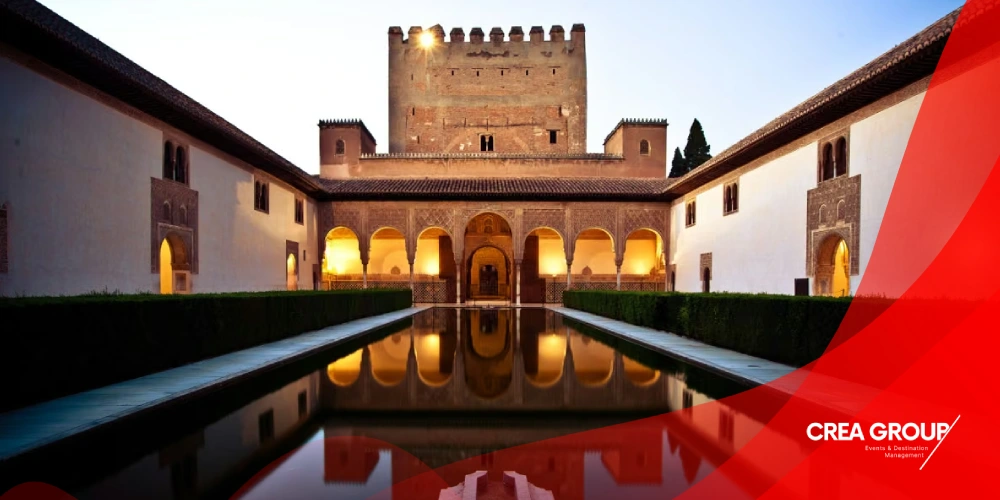 Panoramic view of the Alhambra Palace in Granada showcasing Spain as a leading country for incentive trips and corporate gatherings.