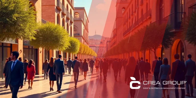 Corporate events in Spain with event agencies and DMC invoicing without VAT, tax exemptions, businesswoman planning at CREA Group