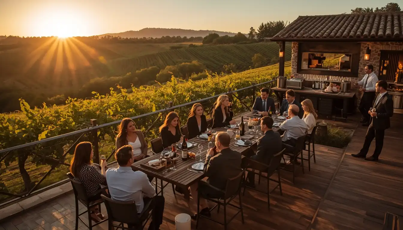 US corporate incentive group visiting a wine estate in Rioja, Spain