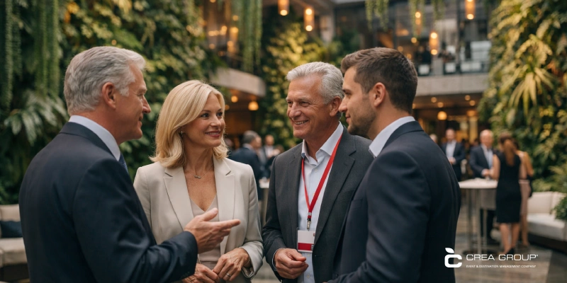 ejecutiva-revisando-resultados-nps-exito-evento-corporativo Profesional analizando métricas de éxito y NPS en un evento corporativo en Barcelona.